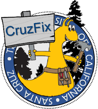 CruzFix logo with Sammy the Slug