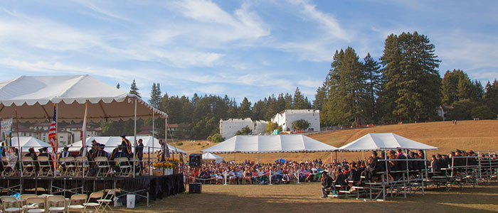 View of commencement at East Field