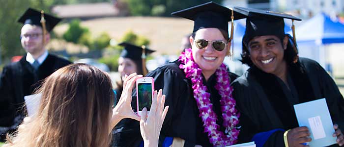 Taking a photo at commencement